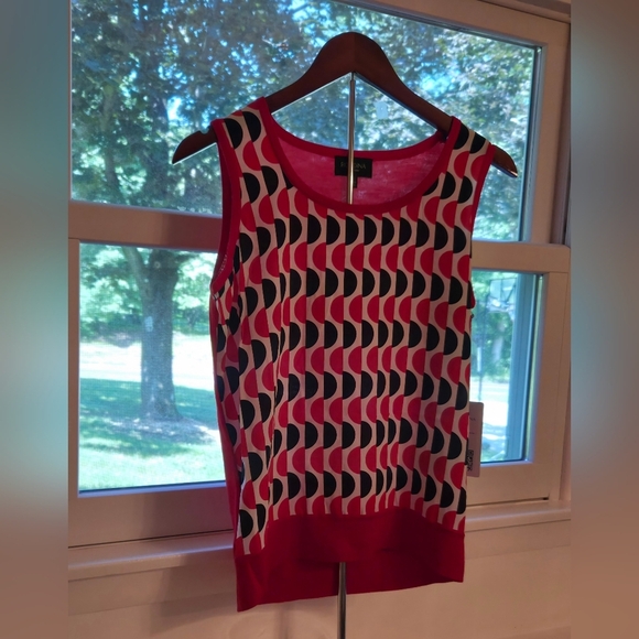 Rondina "SILK" Vibrant Red & Black Business Casual Graphic Tank - Picture 1 of 4